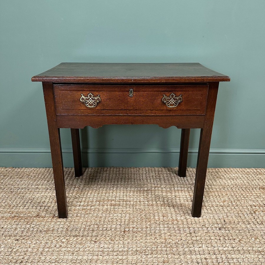 Antique Furniture Antiques World (via WooCommerce) Tables | Georgian Oak Cross Banded Antique Low Boy / Side Table