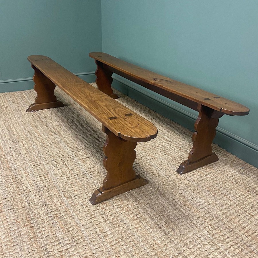 Antique Furniture Antiques World (via WooCommerce) Chairs | Pair Of Period Elm Antique Benches