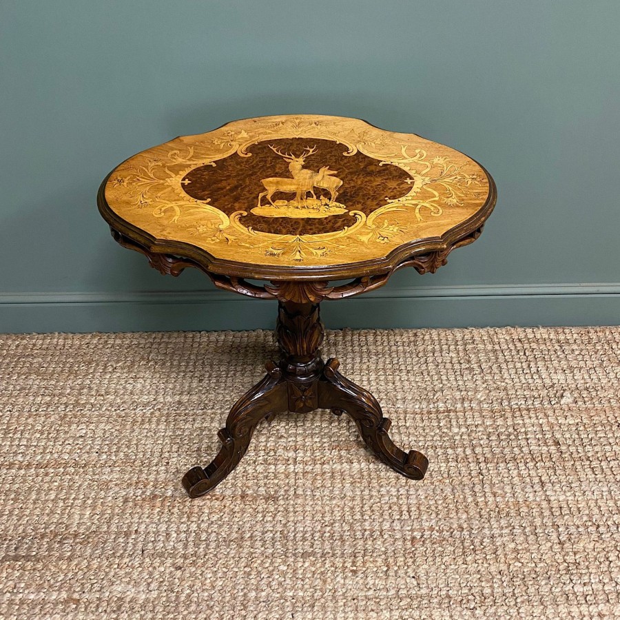 Antique Furniture Antiques World (via WooCommerce) Tables | Antique Inlaid Black Forest Occasional Table