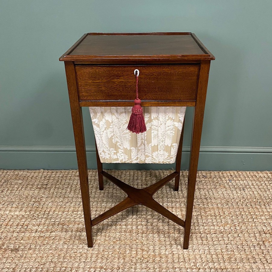 Antique Furniture Antiques World (via WooCommerce) Tables | Georgian Mahogany Antique Sewing Table