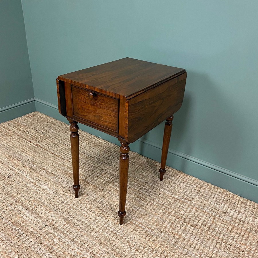 Antique Furniture Antiques World (via WooCommerce) Tables | Rare Regency Rosewood Small Antique Pembroke Table