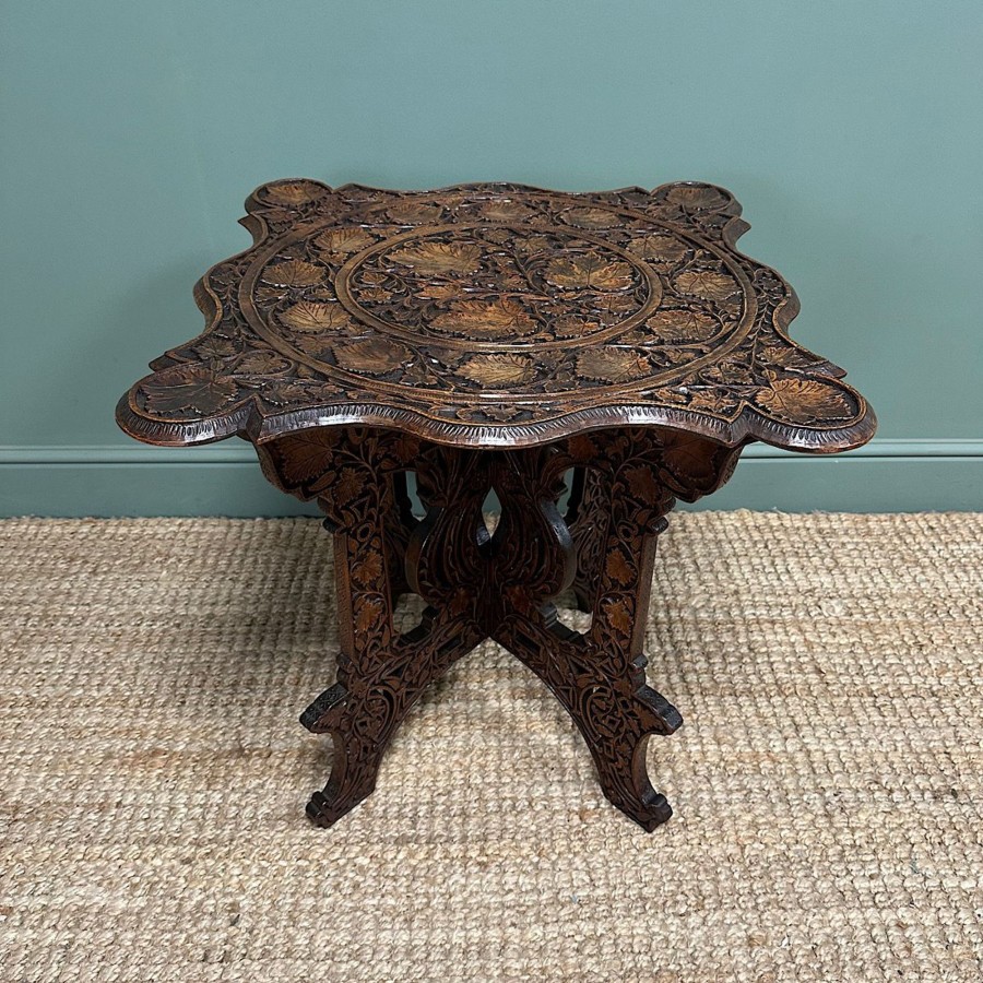 Antique Furniture Antiques World (via WooCommerce) Tables | Rare Anglo Indian Antique Carved Table