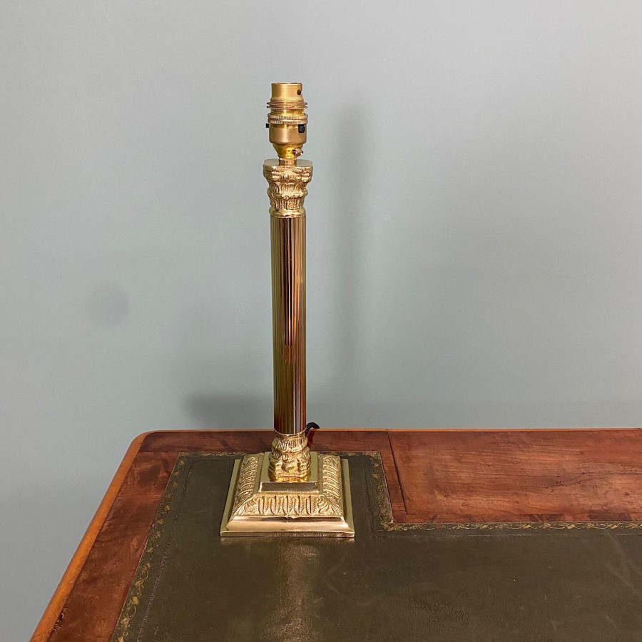 Antique Furniture Antiques World (via WooCommerce) Collectables | Quality Brass Corinthian Column Antique Lamp