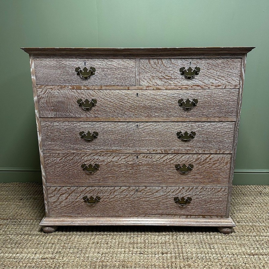 Antique Furniture Antiques World (via WooCommerce) Chest Of Drawers | Superb Quality Antique Limed Oak Chest Of Drawers