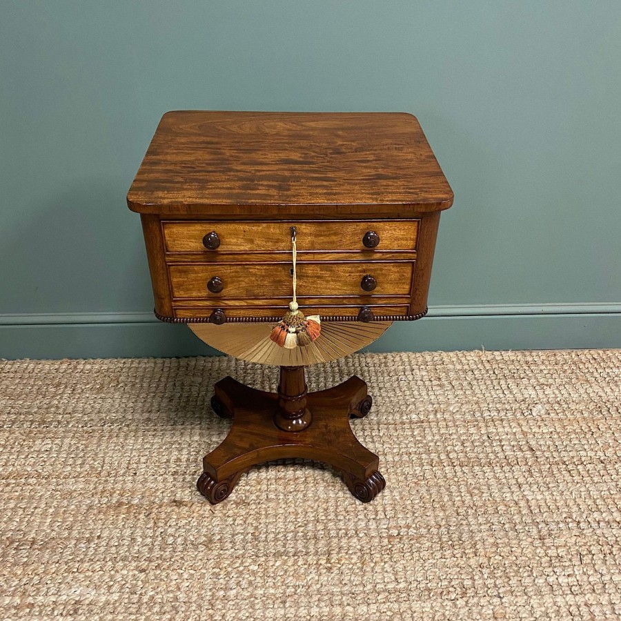 Antique Furniture Antiques World (via WooCommerce) Tables | Elegant Victorian Mahogany Antique Workbox / Side Table