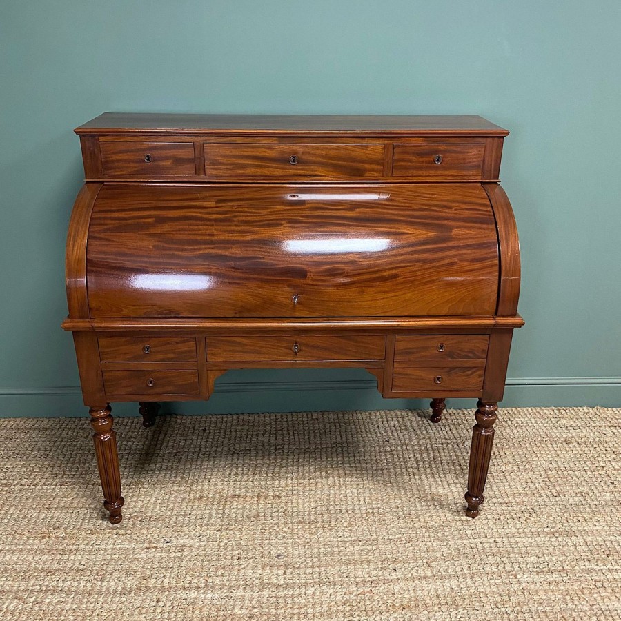 Antique Furniture Antiques World (via WooCommerce) Desks | High Quality Victorian Mahogany Antique Cylinder Desk