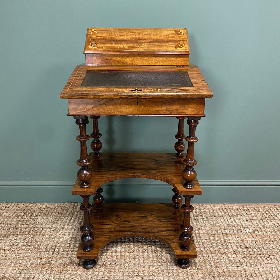 Antique Furniture Antiques World (via WooCommerce) Desks | Stunning Victorian Walnut Antique Davenport Whatnot