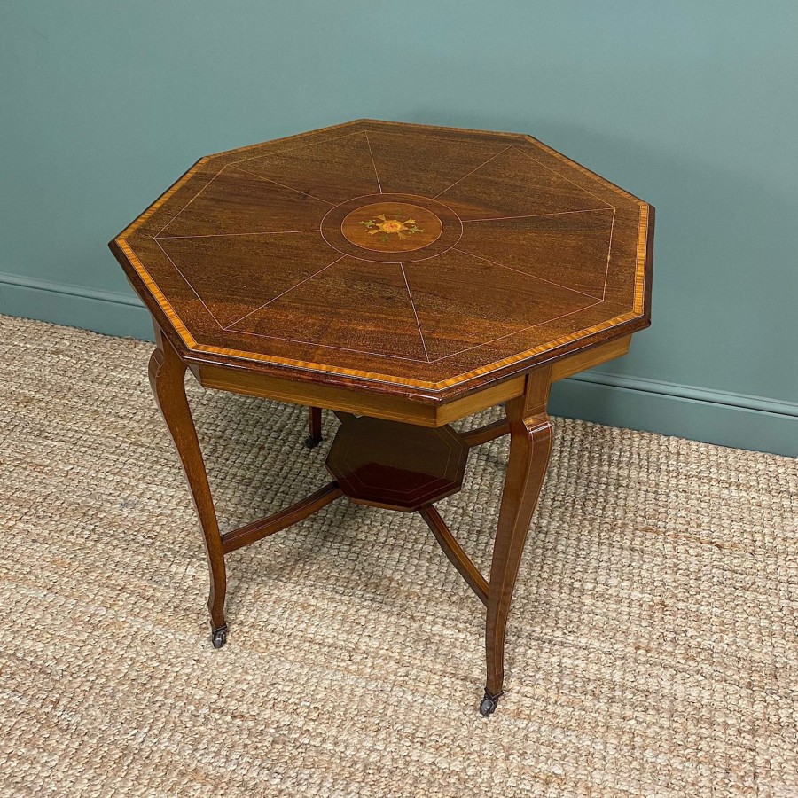 Antique Furniture Antiques World (via WooCommerce) Occasional Tables | Spectacular Quality Inlaid Mahogany Antique Centre Table / Lamp Table