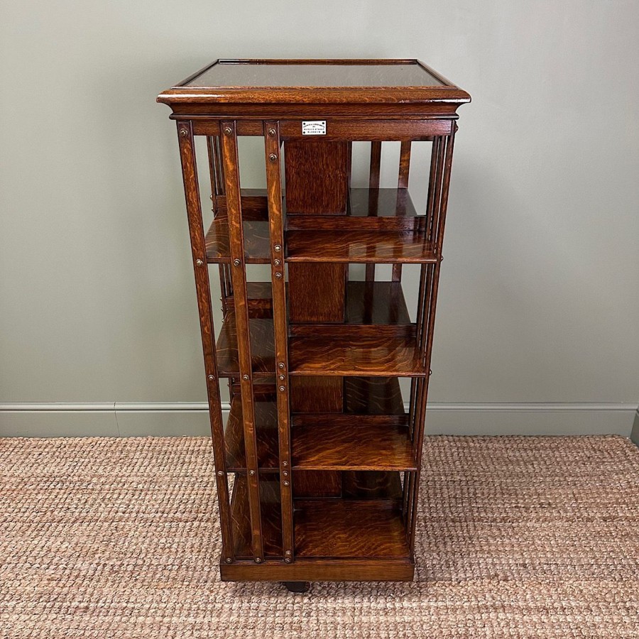 Antique Furniture Antiques World (via WooCommerce) Bookcases | Superb Quality Antique Victorian Oak Revolving Bookcase By Francis & James Smith