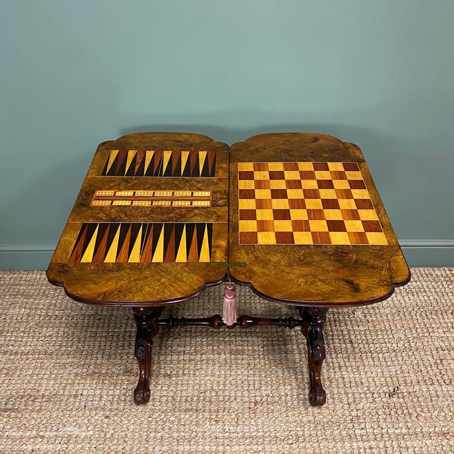 Antique Furniture Antiques World (via WooCommerce) Card / Games Tables | Spectacular Victorian Antique Walnut Games Table