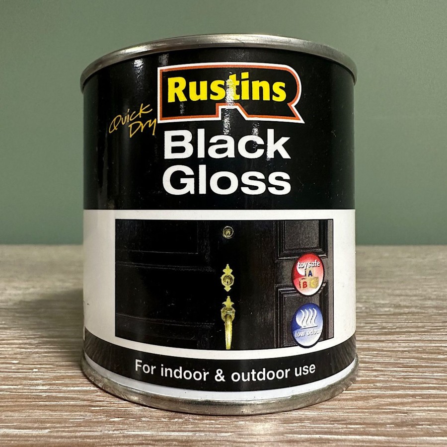 Restoration Materials Antiques World (via WooCommerce) Metal Cleaning / Colouring | Rustins Black Gloss Paint - Quick Dry Black Finish