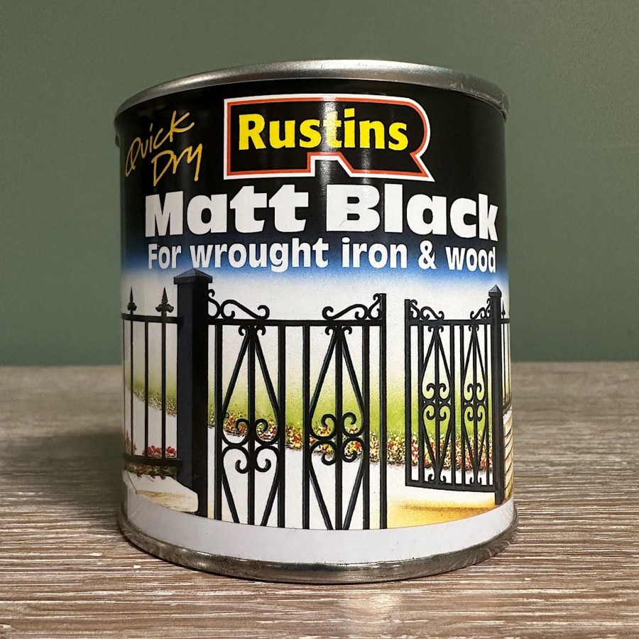 Restoration Materials Antiques World (via WooCommerce) Metal Cleaning / Colouring | Rustins Matt Black Paint 250Ml