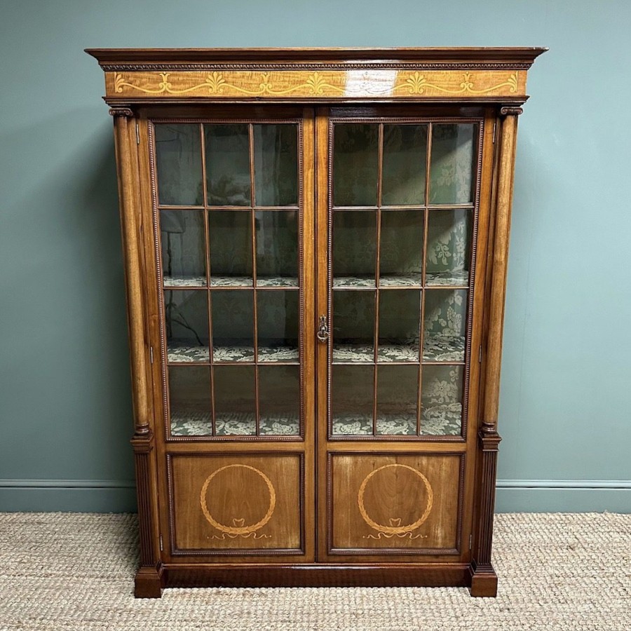 Antique Furniture Antiques World (via WooCommerce) Cupboards & Cabinets | Exhibition Quality Victorian Inlaid Antique Display Cabinet / Bookcase