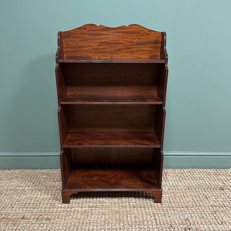 Antique Furniture Antiques World (via WooCommerce) Bookcases | Quality Small Mahogany Antique Waterfall Bookcase