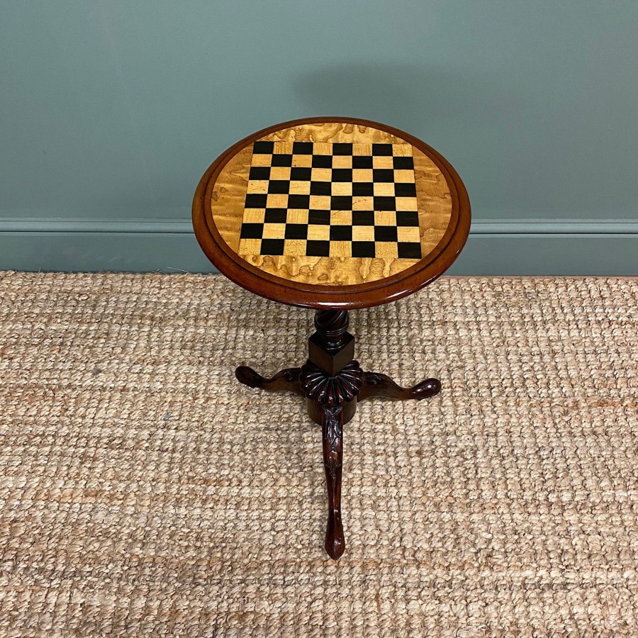 Antique Furniture Antiques World (via WooCommerce) Card / Games Tables | High Quality Victorian Mahogany Antique Chess Table / Drafts Table