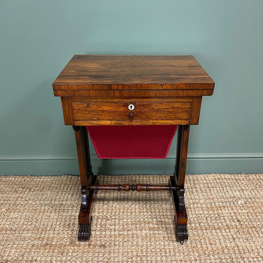 Antique Furniture Antiques World (via WooCommerce) Tables | Spectacular Victorian Rosewood Antique Work Table