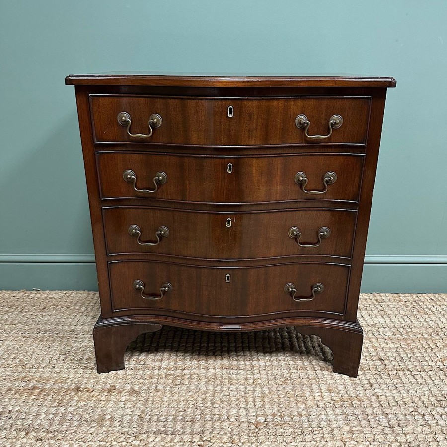 Antique Furniture Antiques World (via WooCommerce) Chest Of Drawers | Stunning Small Antique Edwardian Serpentine Chest Of Drawers