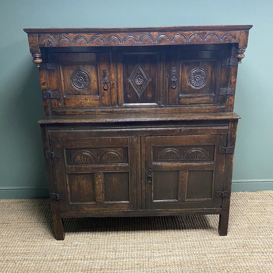 Antique Furniture Antiques World (via WooCommerce) Cupboards & Cabinets | 17Th Century Period Oak Antique Court Cupboard