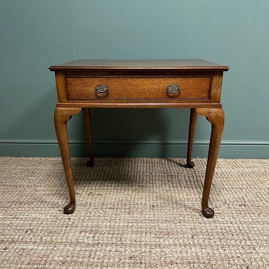 Antique Furniture Antiques World (via WooCommerce) Tables | Stunning Edwardian Walnut Antique Low Boy / Writing Table