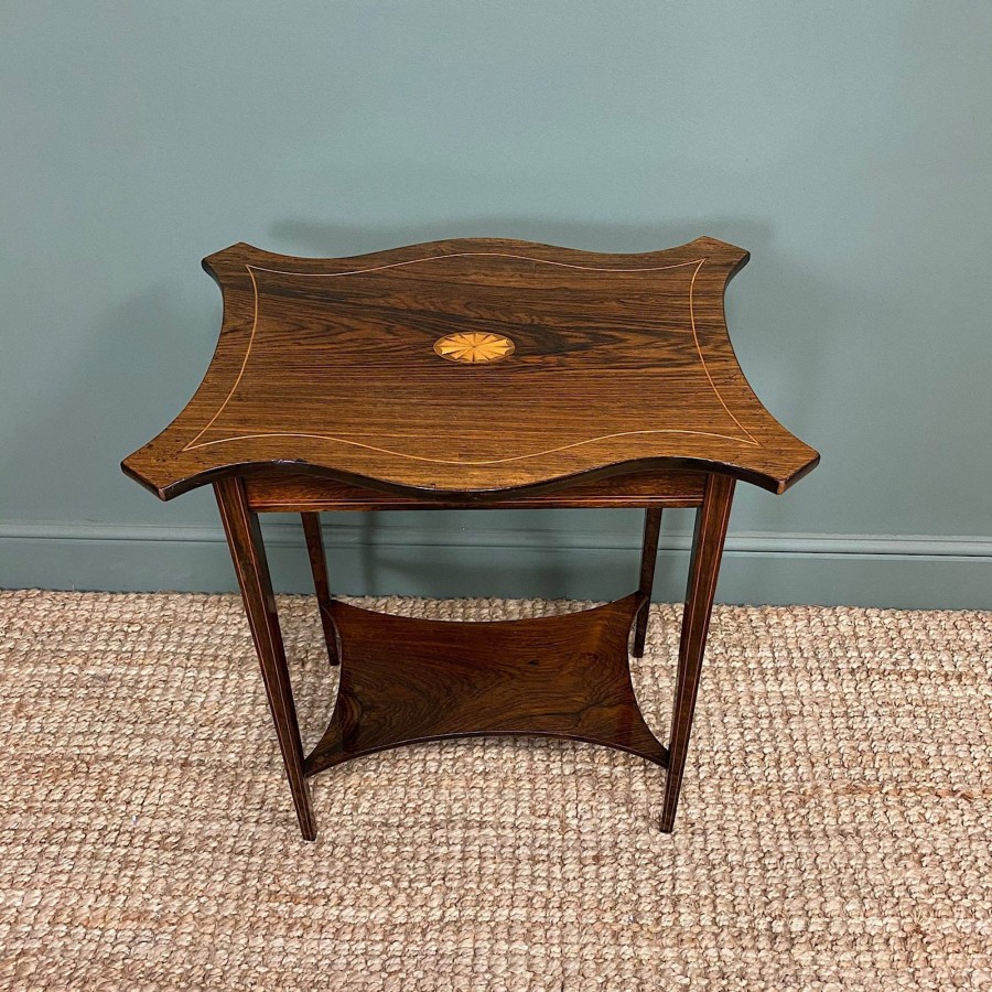 Antique Furniture Antiques World (via WooCommerce) Tables | Elegant Inlaid Rosewood Antique Occasional Table