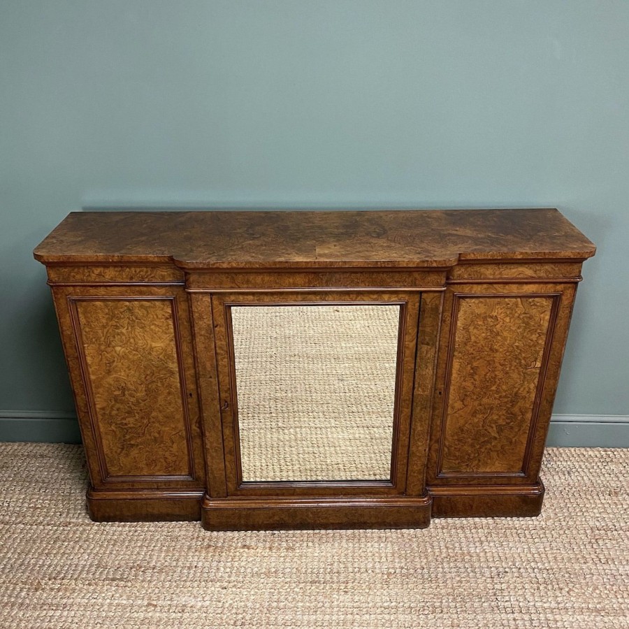 Antique Furniture Antiques World (via WooCommerce) Sideboards | Superb Quality Burr Walnut Breakfront Antique Side Cabinet