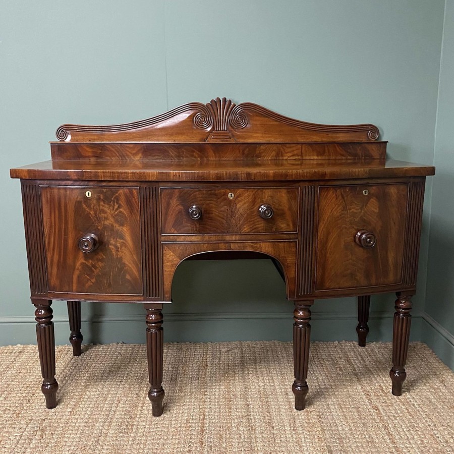 Antique Furniture Antiques World (via WooCommerce) Sideboards | Fine Quality Mahogany Antique Regency Bow Fronted Sideboard