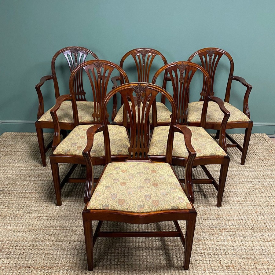 Antique Furniture Antiques World (via WooCommerce) Chairs | Stunning Set Of 6 Antique Edwardian Dining Chairs