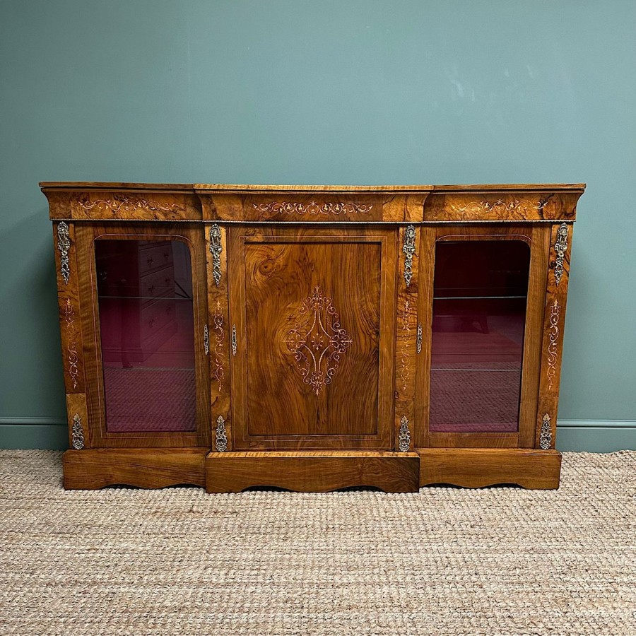 Antique Furniture Antiques World (via WooCommerce) Sideboards | Sensational Figured Victorian Walnut Antique Credenza