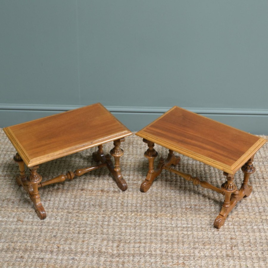 Antique Furniture Antiques World (via WooCommerce) Tables | Victorian Walnut Pair Of Antique Coffee Tables