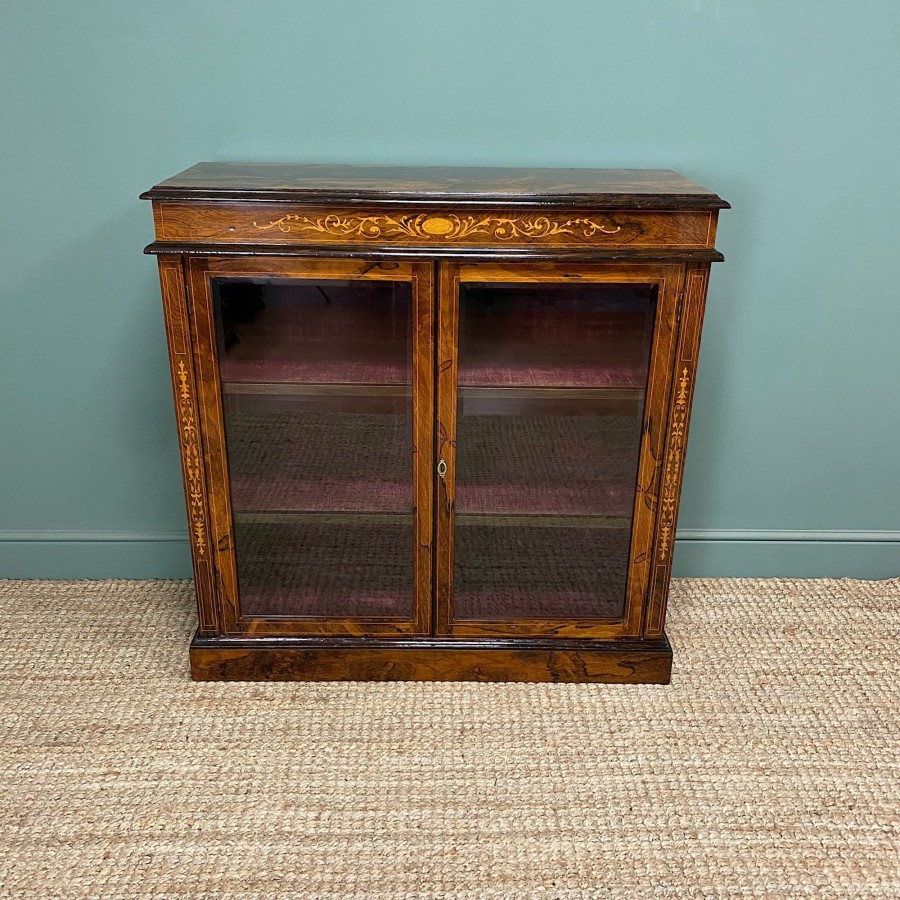 Antique Furniture Antiques World (via WooCommerce) Cupboards & Cabinets | Quality Antique Victorian Rosewood Display Cabinet