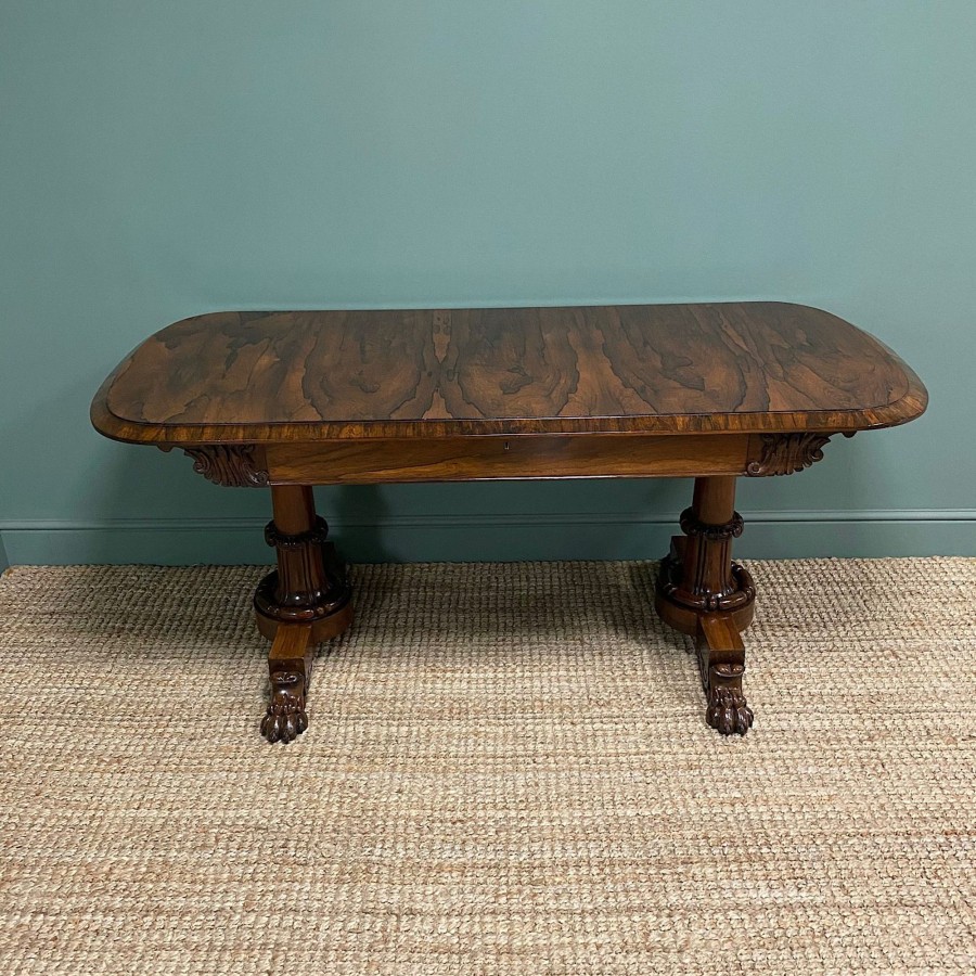 Antique Furniture Antiques World (via WooCommerce) Tables | Large Spectacular Antique Rosewood Writing Table / Console Table