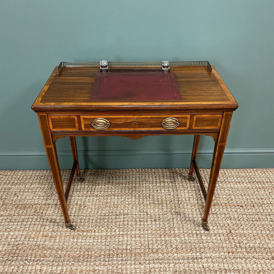 Antique Furniture Antiques World (via WooCommerce) Tables | Spectacular Quality Victorian Rosewood Antique Writing Table