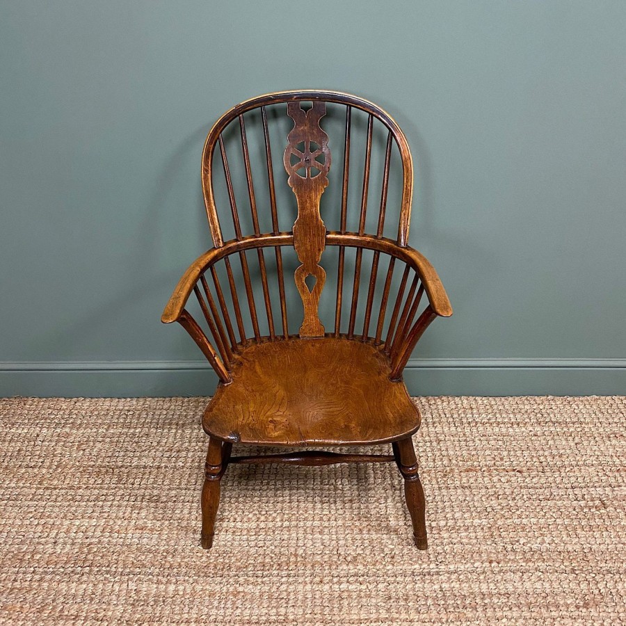 Antique Furniture Antiques World (via WooCommerce) Chairs | Georgian Antique Wheel Back Windsor Chair