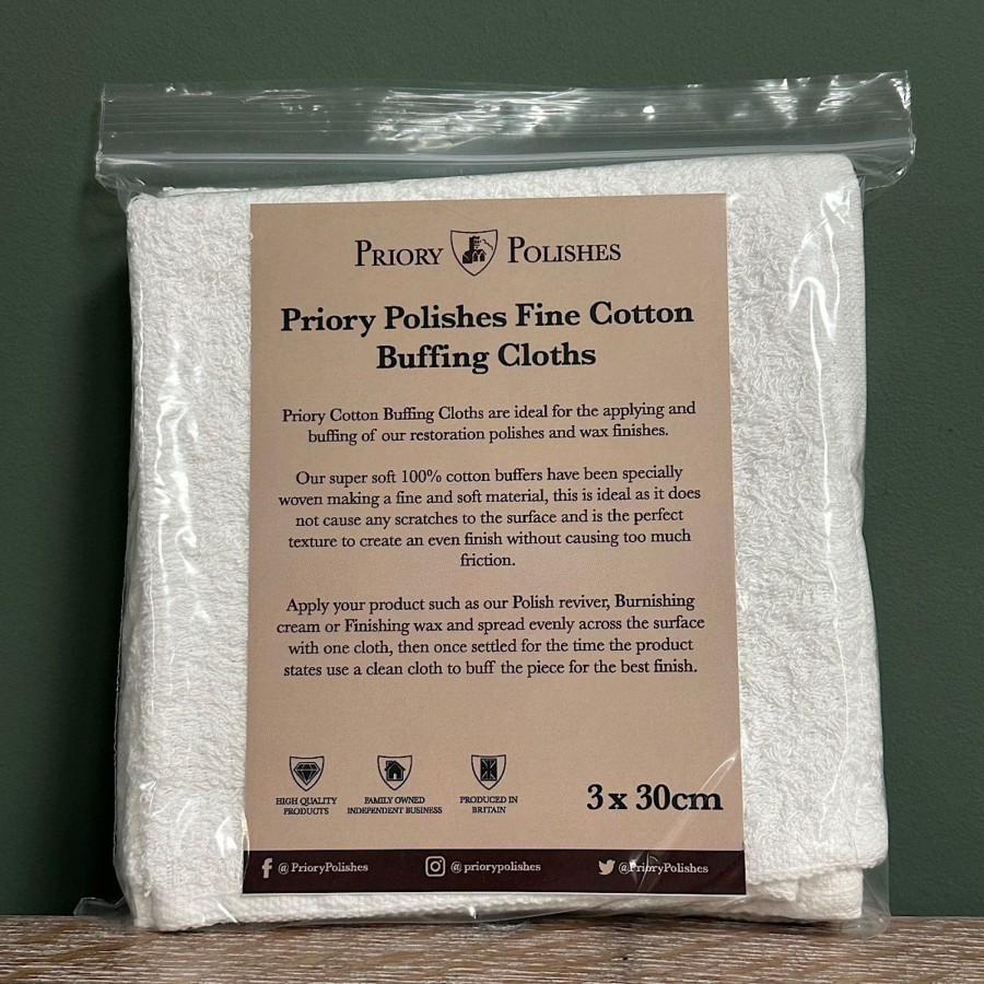 Restoration Materials Antiques World (via WooCommerce) Horological Supplies / Clock Restoration | Priory Polishes Fine Cotton Wax Buffing Cloths