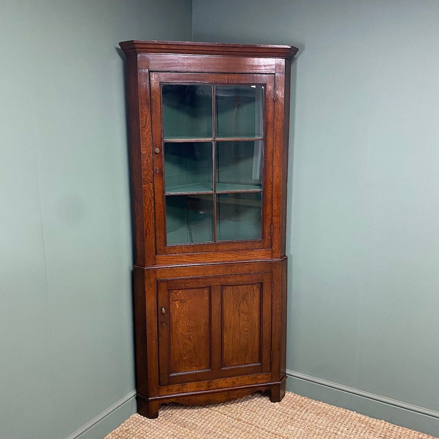 Antique Furniture Antiques World (via WooCommerce) Cupboards & Cabinets | Country Oak Antique Georgian Floor Standing Corner Cupboard