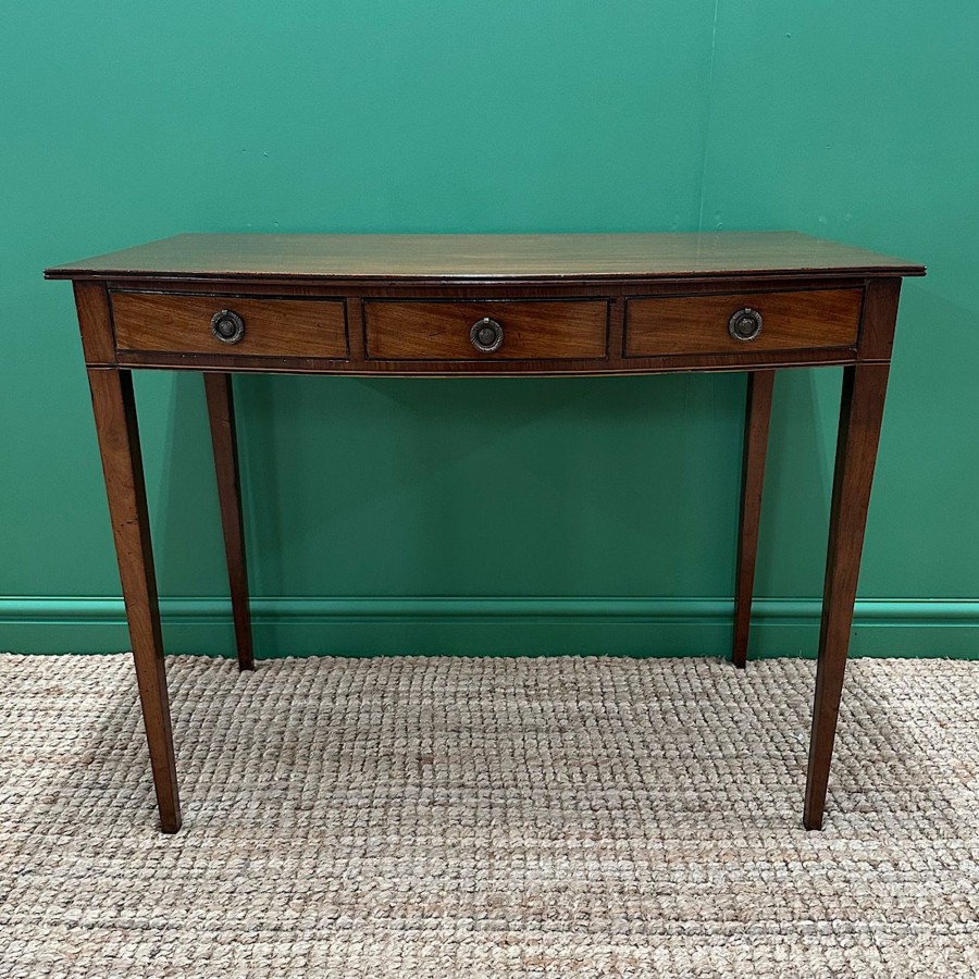 Antique Furniture Antiques World (via WooCommerce) Tables | Quality Bow Fronted Hepplewhite Regency Antique Writing Table