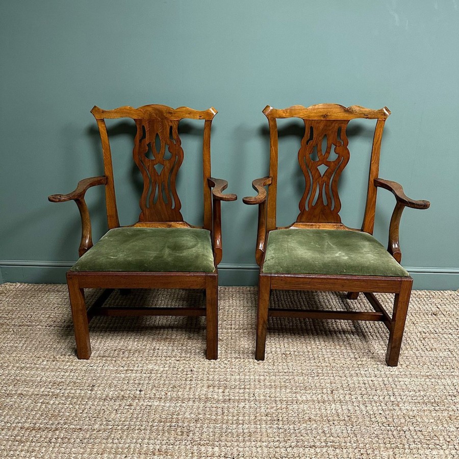 Antique Furniture Antiques World (via WooCommerce) Chairs | Quality Pair Of Antique Georgian Carver Arm Chairs