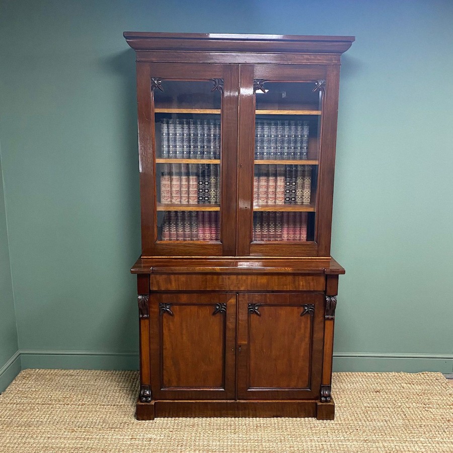 Antique Furniture Antiques World (via WooCommerce) Cupboards & Cabinets | Quality Victorian Mahogany Antique Bookcase On Cupboard