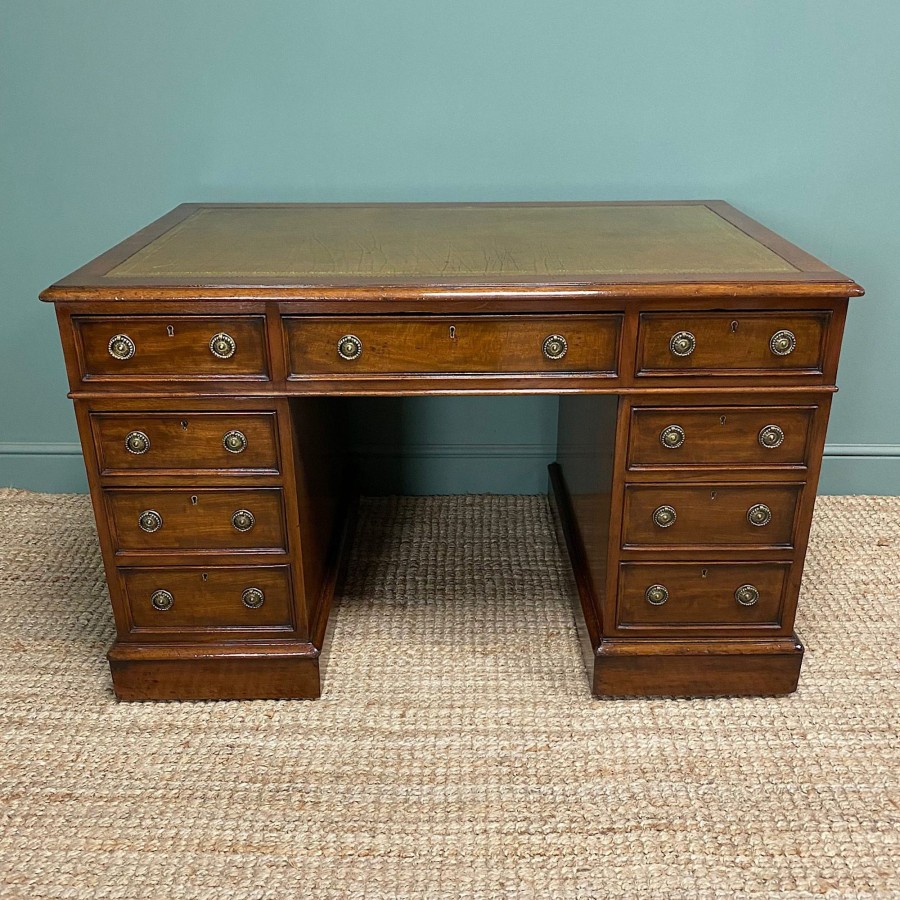 Antique Furniture Antiques World (via WooCommerce) Desks | Quality Victorian Mahogany Antique Pedestal Desk