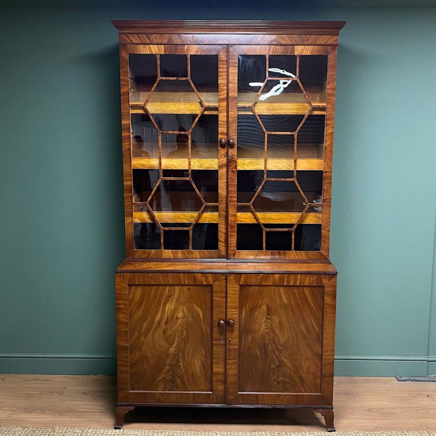 Antique Furniture Antiques World (via WooCommerce) Cupboards & Cabinets | Large Georgian Mahogany Antique Glazed Cabinet