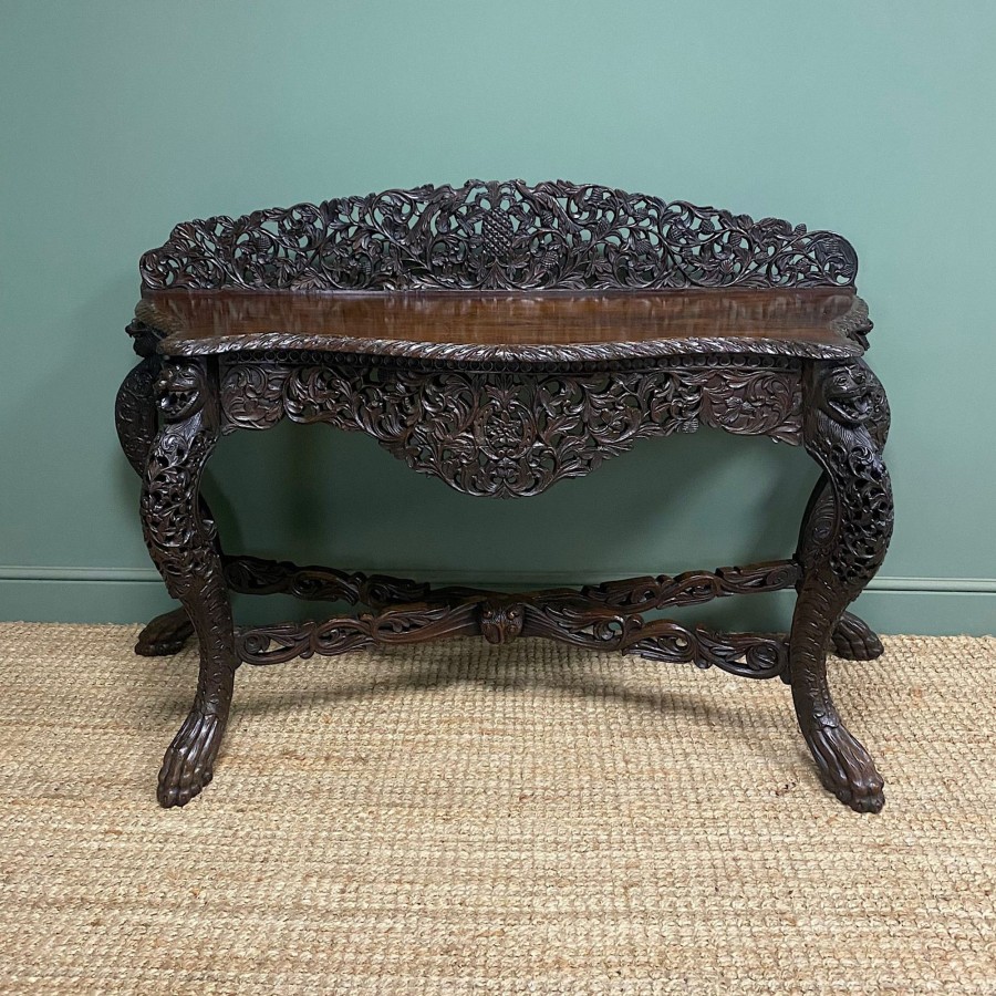 Antique Furniture Antiques World (via WooCommerce) Tables | Unusual Antique Carved Burmese Console Table