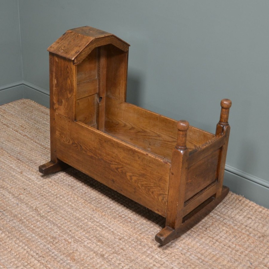 Antique Furniture Antiques World (via WooCommerce) Collectables | Decorative Georgian Oak Antique Cot / Cradle