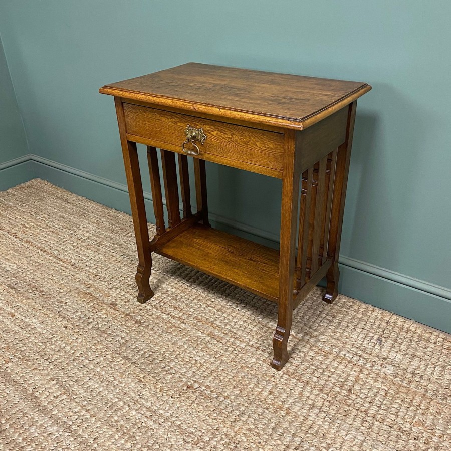 Antique Furniture Antiques World (via WooCommerce) Tables | Unusual Antique Oak Arts And Crafts Side Table