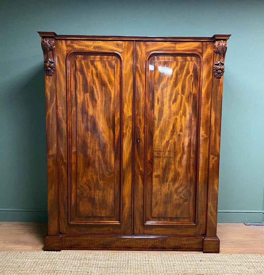 Antique Furniture Antiques World (via WooCommerce) Wardrobes | Striking Gillows Victorian Mahogany Antique Double Wardrobe