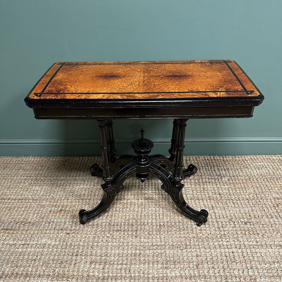 Antique Furniture Antiques World (via WooCommerce) Card / Games Tables | Spectacular Amboyna Antique Card Table