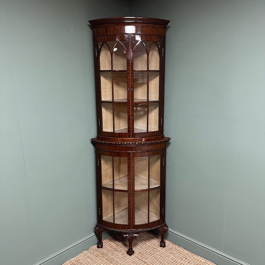 Antique Furniture Antiques World (via WooCommerce) Cupboards & Cabinets | Beautiful Edwardian Mahogany Antique Bow Fronted Corner Cabinet