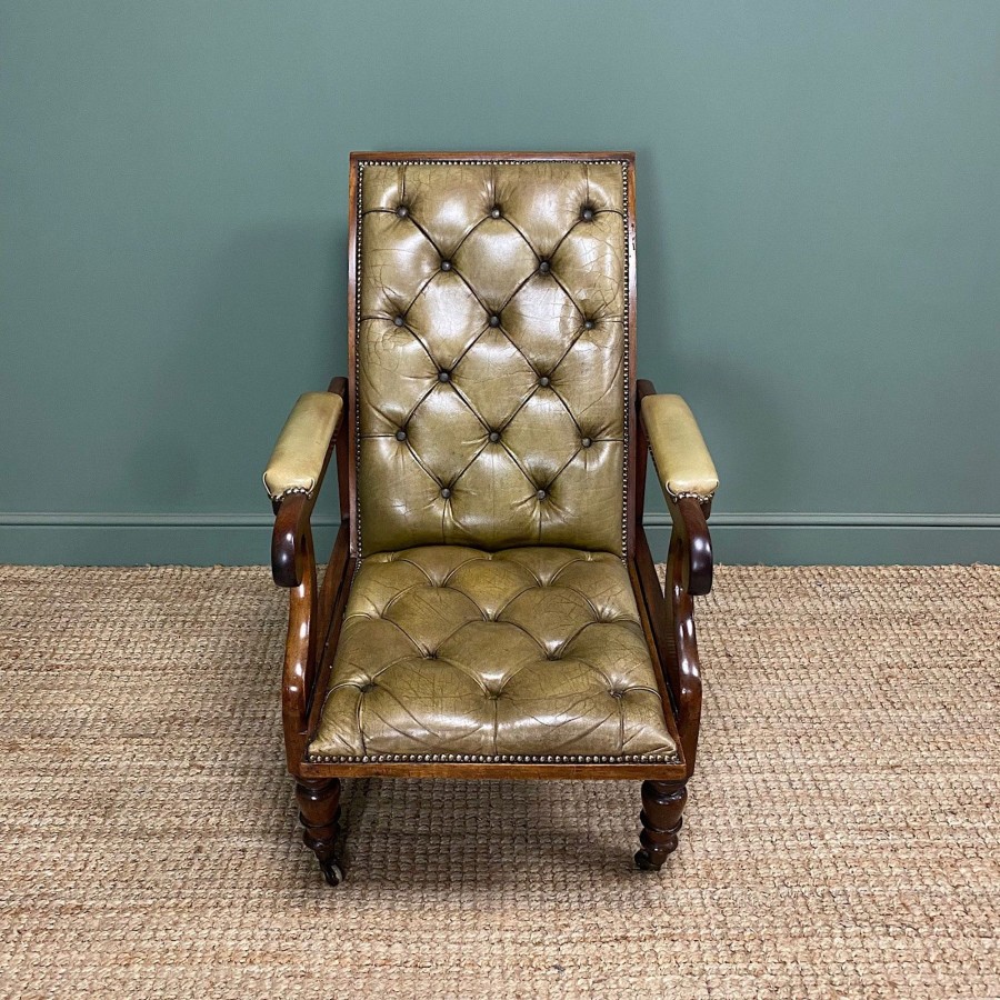 Antique Furniture Antiques World (via WooCommerce) Chairs | Victorian Antique Leather Armchair