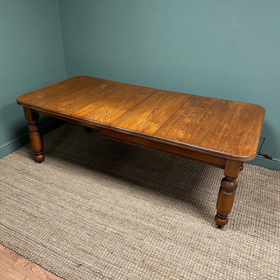 Antique Furniture Antiques World (via WooCommerce) Dining Tables | Large Victorian Wind Out Extending Antique Oak Dining Table