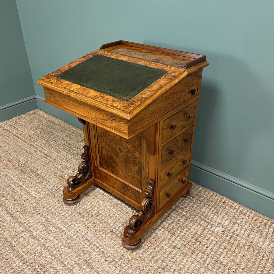 Antique Furniture Antiques World (via WooCommerce) Desks | Spectacular Quality Antique Victorian Walnut Davenport Desk