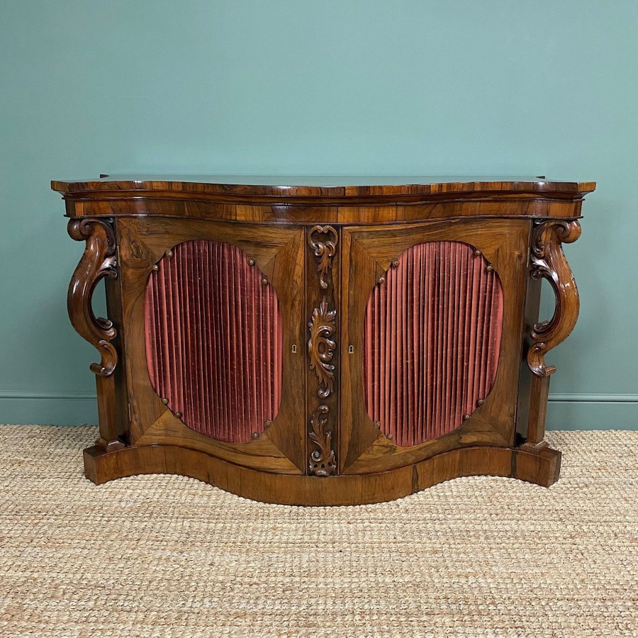 Antique Furniture Antiques World (via WooCommerce) Sideboards | Spectacular Figured Rosewood Serpentine Victorian Antique Credenza